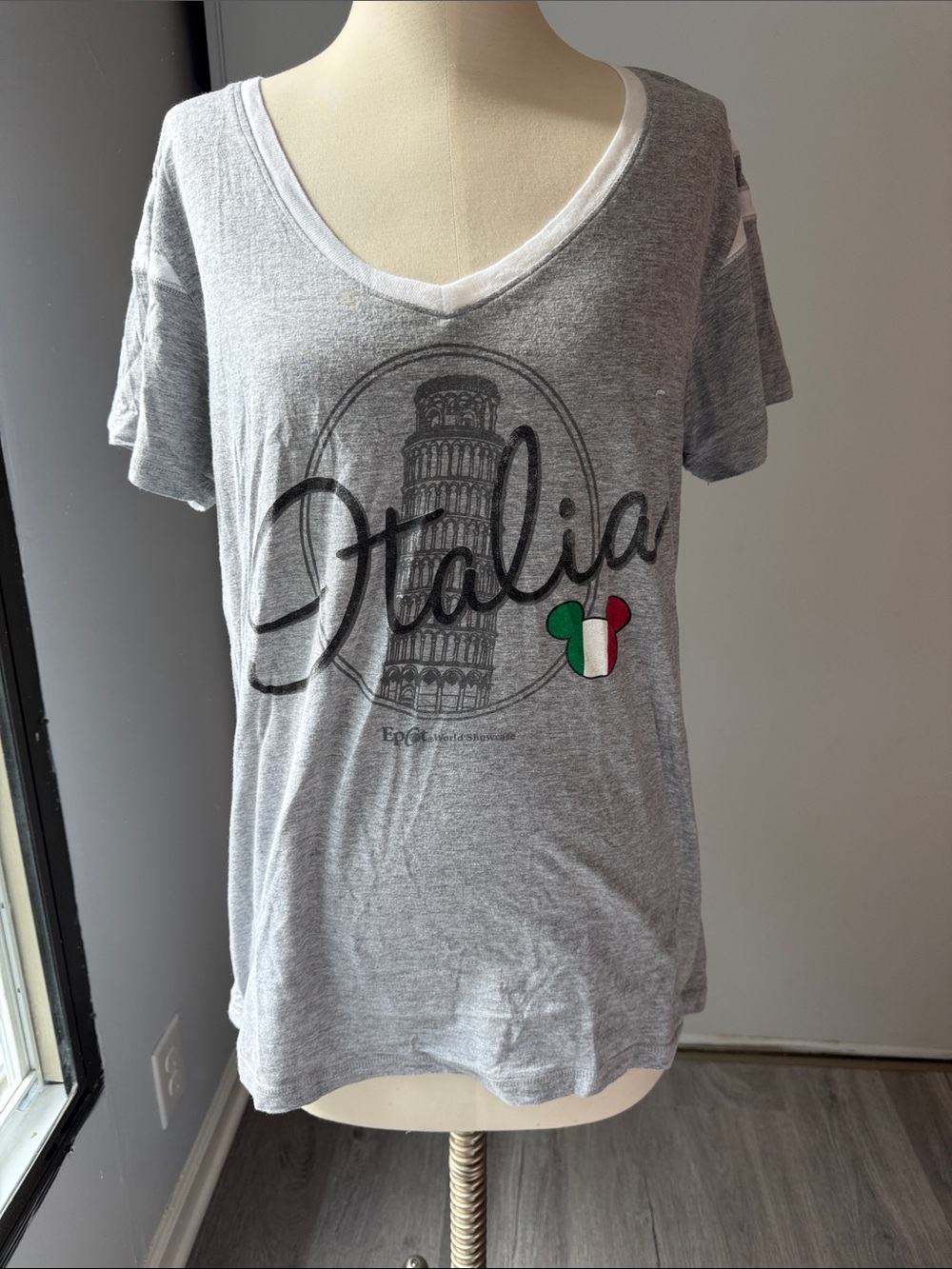 Disney Parks world  showcase Italia V-Neck Tee with Italian Flag Mickey Detail